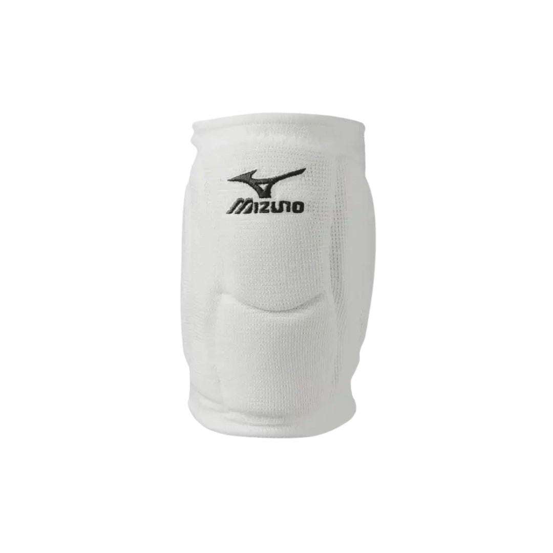 White volleyball knee pad with Mizuno logo on a white background