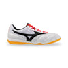 White sports shoe with black and orange accents on a white background