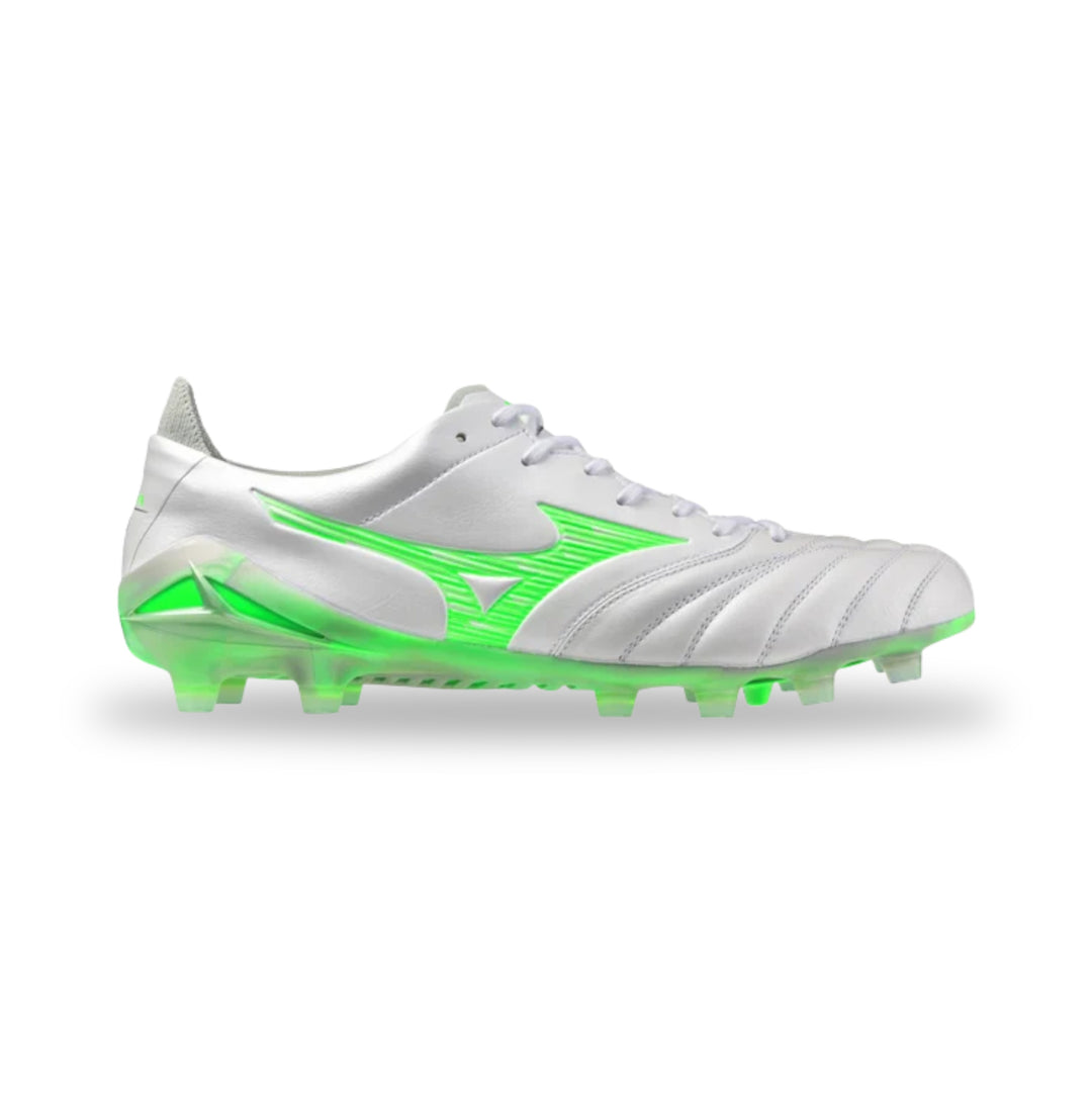 Mizuno Morelia Neo IV Elite FG Boots - White / Gecko Green