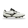 White and black soccer cleat on a white background