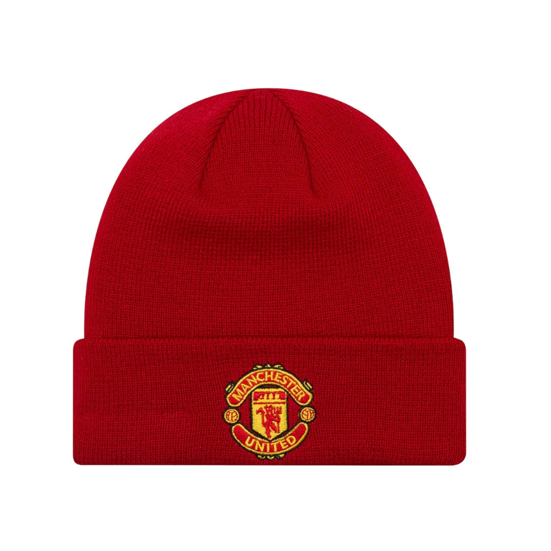 Red beanie with Manchester United logo on a white background