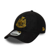 Black cap with text and New Era logo on a white background
