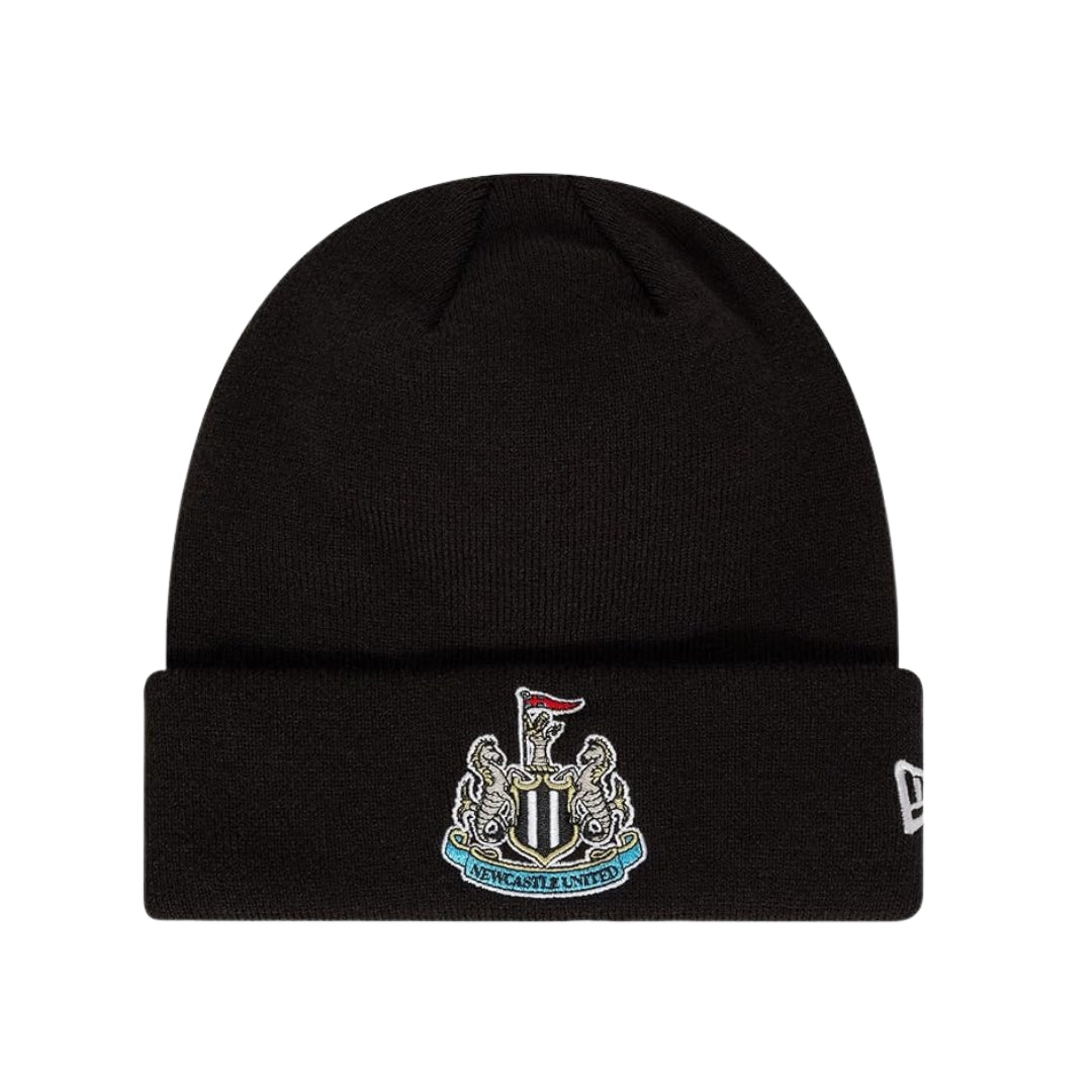 Black beanie with Newcastle United logo on a white background