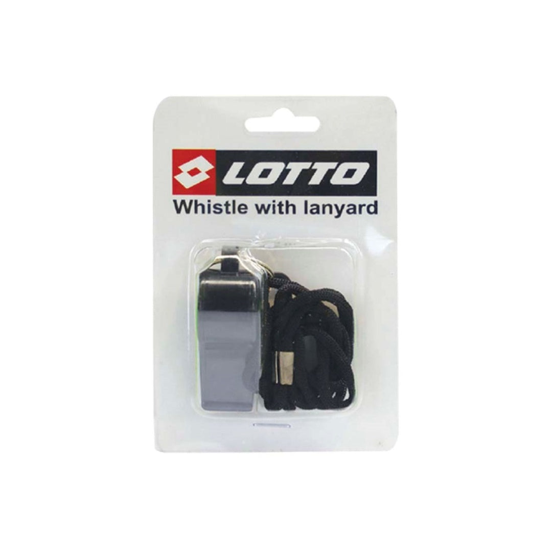 Packaged whistle with lanyard on a white background
