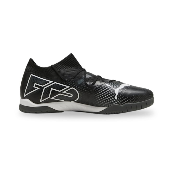 Black running shoe on a white background