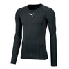 A black long-sleeve athletic compression shirt with a white Puma logo on the chest, displayed on a clean white background.