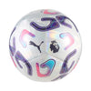 White soccer ball with colorful patterns and Puma logo on a white background