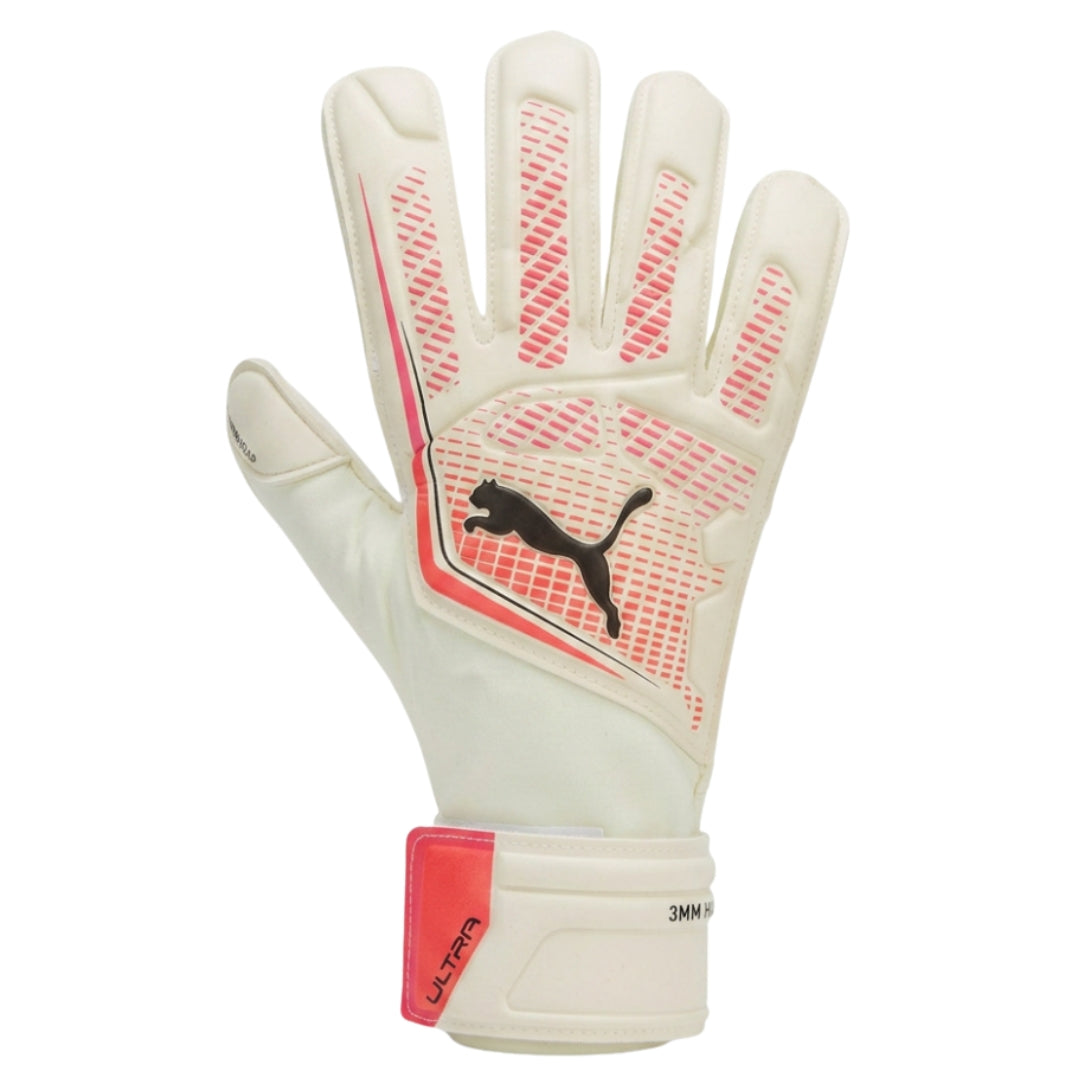 White goalkeeper glove with red accents and Puma logo on a white background
