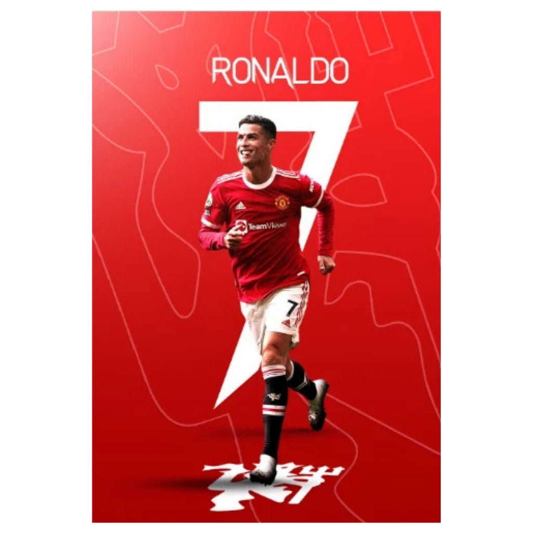 Poster of a famous footballer in red and white