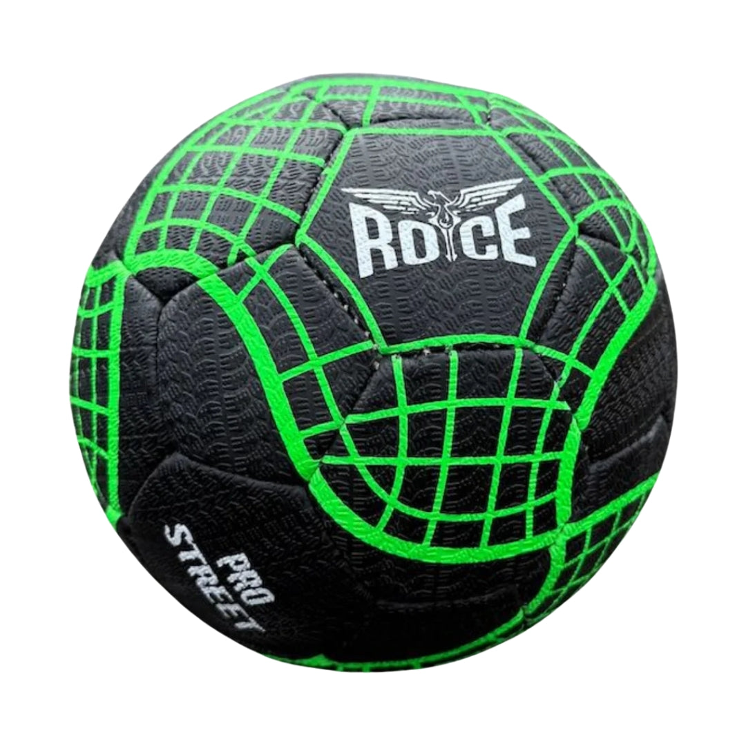 Black and green soccer ball with 'Rd Ice' branding on a white background