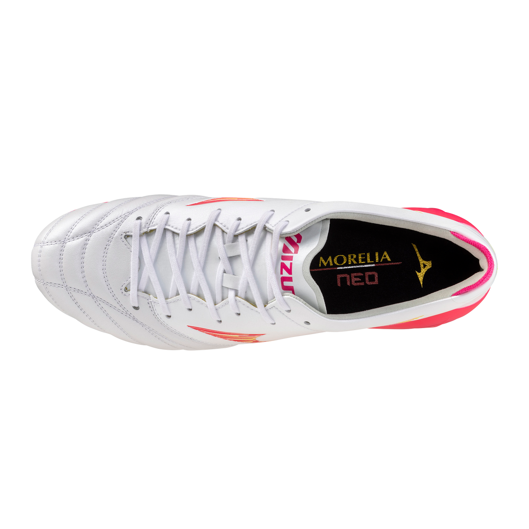 Mizuno Morelia Neo IV Elite FG - White / Pink Tetra / Fuchsia Purple