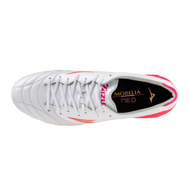Mizuno Morelia Neo IV Elite FG - White / Pink Tetra / Fuchsia Purple
