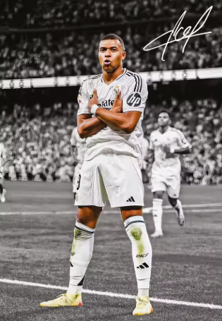 Real Madrid Mbappe Canvas Poster 45X30cm