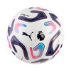 White soccer ball with colorful patterns and Puma logo on a white background