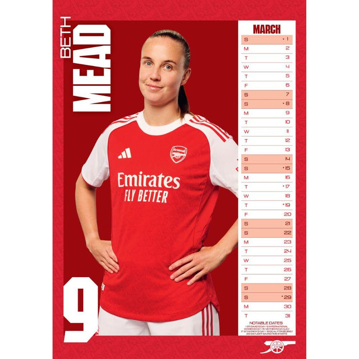 Arsenal Womens FC A3 Calendar 2026