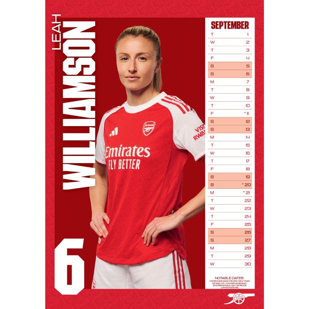 Arsenal Womens FC A3 Calendar 2026