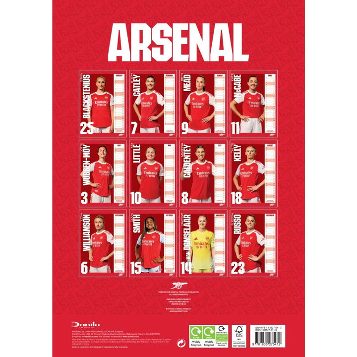 Arsenal Womens FC A3 Calendar 2026