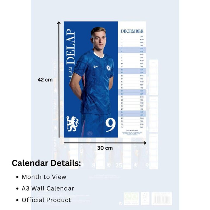 Chelsea FC A3 Calendar 2026