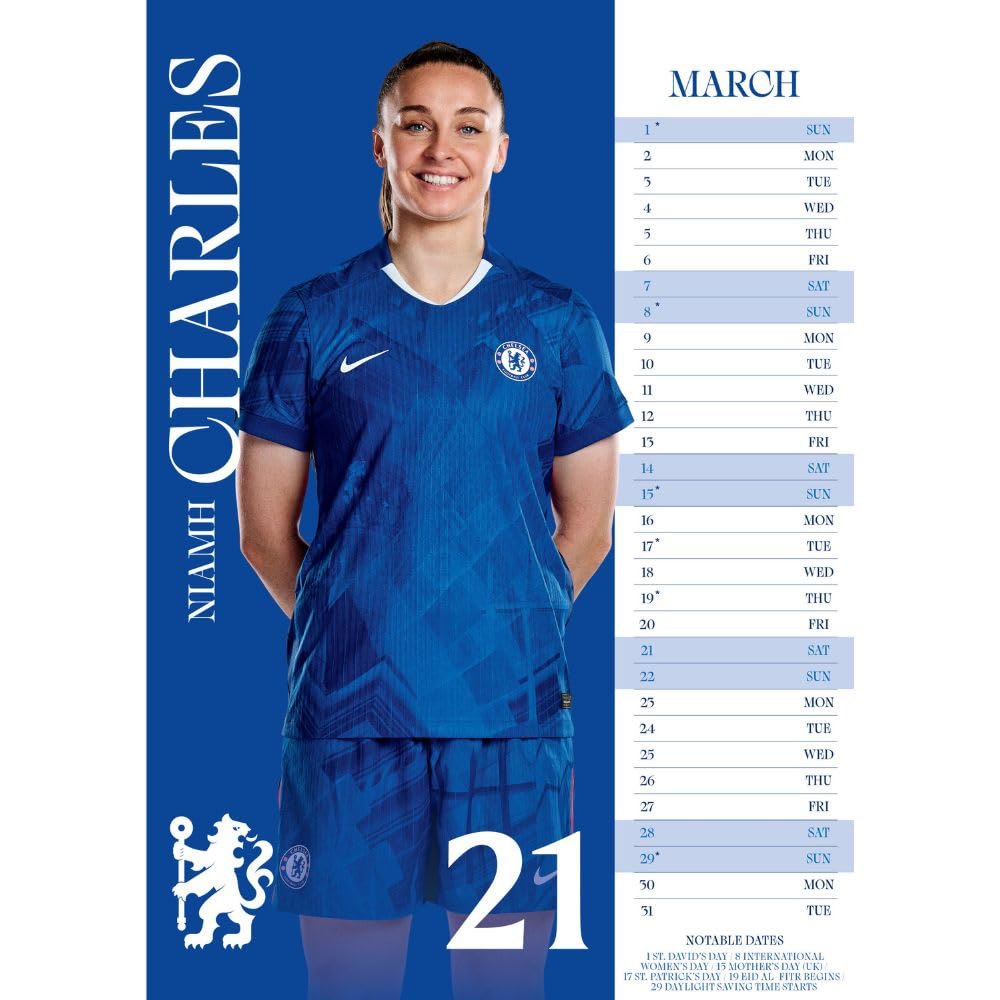Chelsea Womens FC A3 Calendar 2026