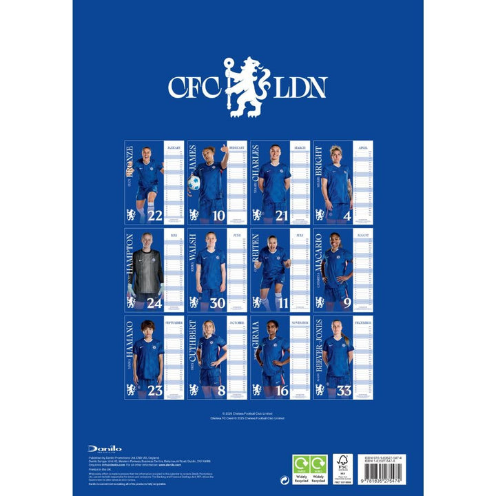 Chelsea Womens FC A3 Calendar 2026