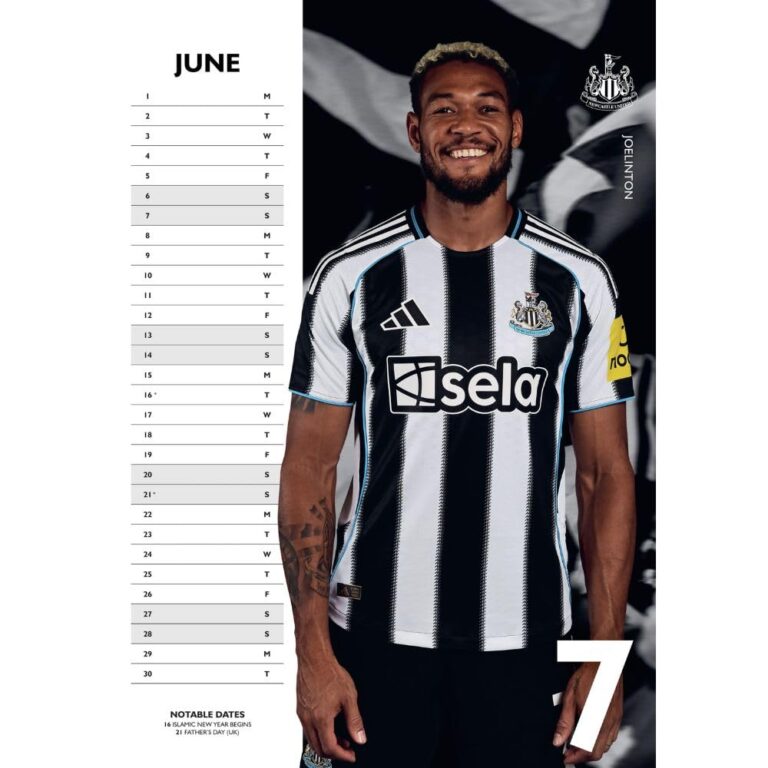 Newcastle United FC A3 Calendar 2026