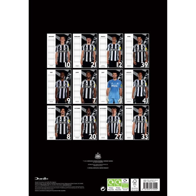 Newcastle United FC A3 Calendar 2026