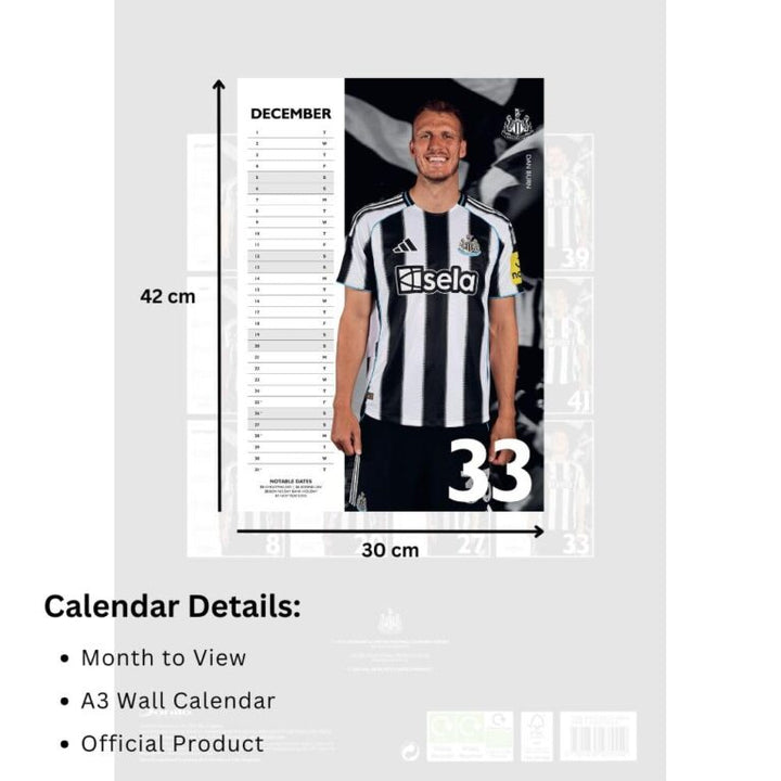 Newcastle United FC A3 Calendar 2026