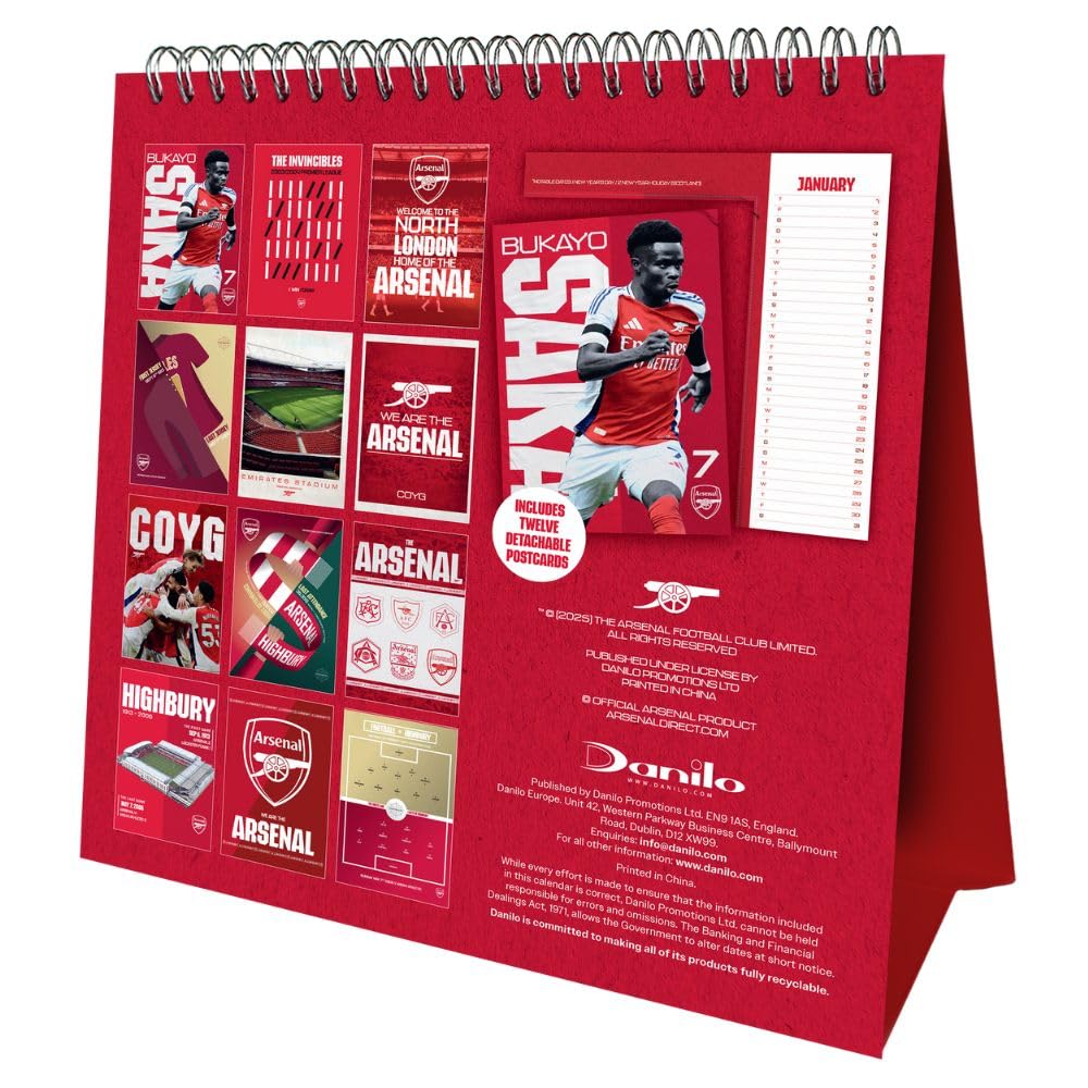 Arsenal FC Desktop Calendar 2026