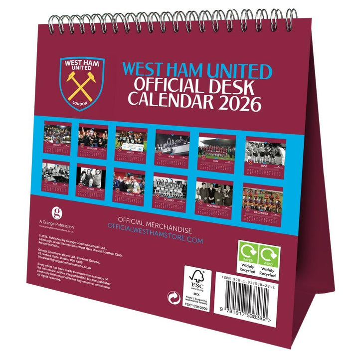 West Ham United 2026 Desktop Calendar