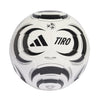 White soccer ball with black patterns and Adidas logo on a white background