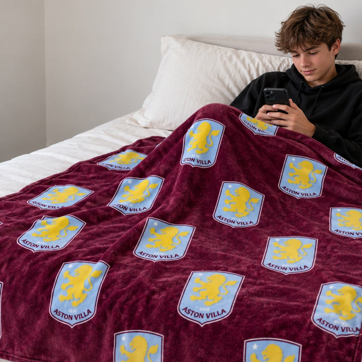 Aston Villa FC Multi Crest Fleece Blanket