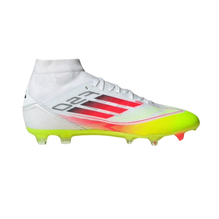 Adidas F50 League Mid FG/Multi Boots - WHITE / RED / SOLAR YELLOW