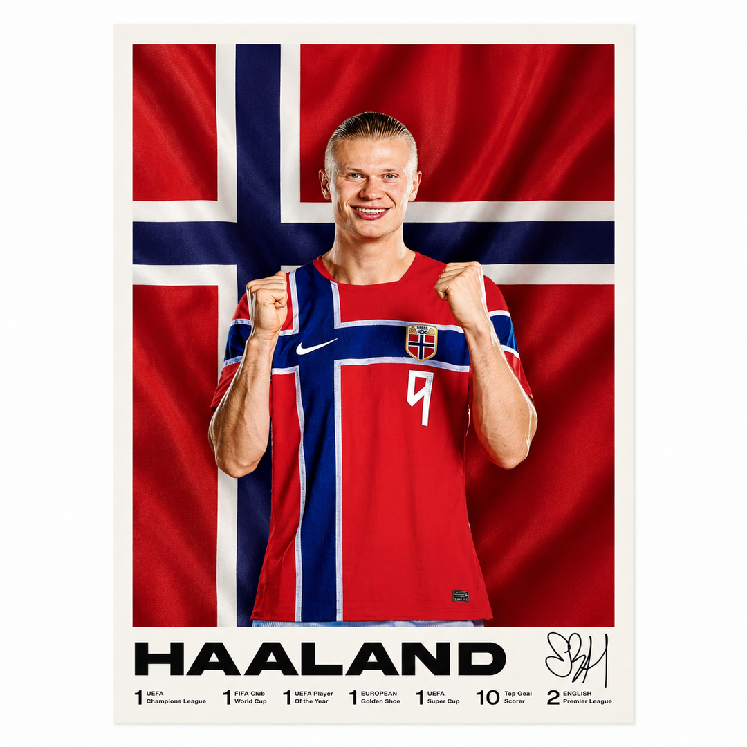 Haaland Norway Smile Canvas Poster 42X30cm
