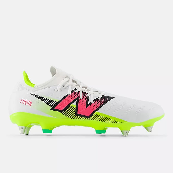 New Balance Furon Pro SG Boots - White/Pink/Yellow